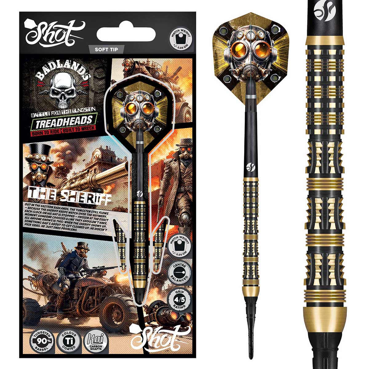 SHOT BADLANDS THE SHERIFF SOFT TIP DART SET - 90% TUNGSTEN