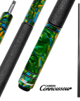 CONNOISSEUR RESIN IRIDESCENT 2-PIECES CUE - CARBON FIBER SHAFT PEACOCK 12.5MM 19OZ