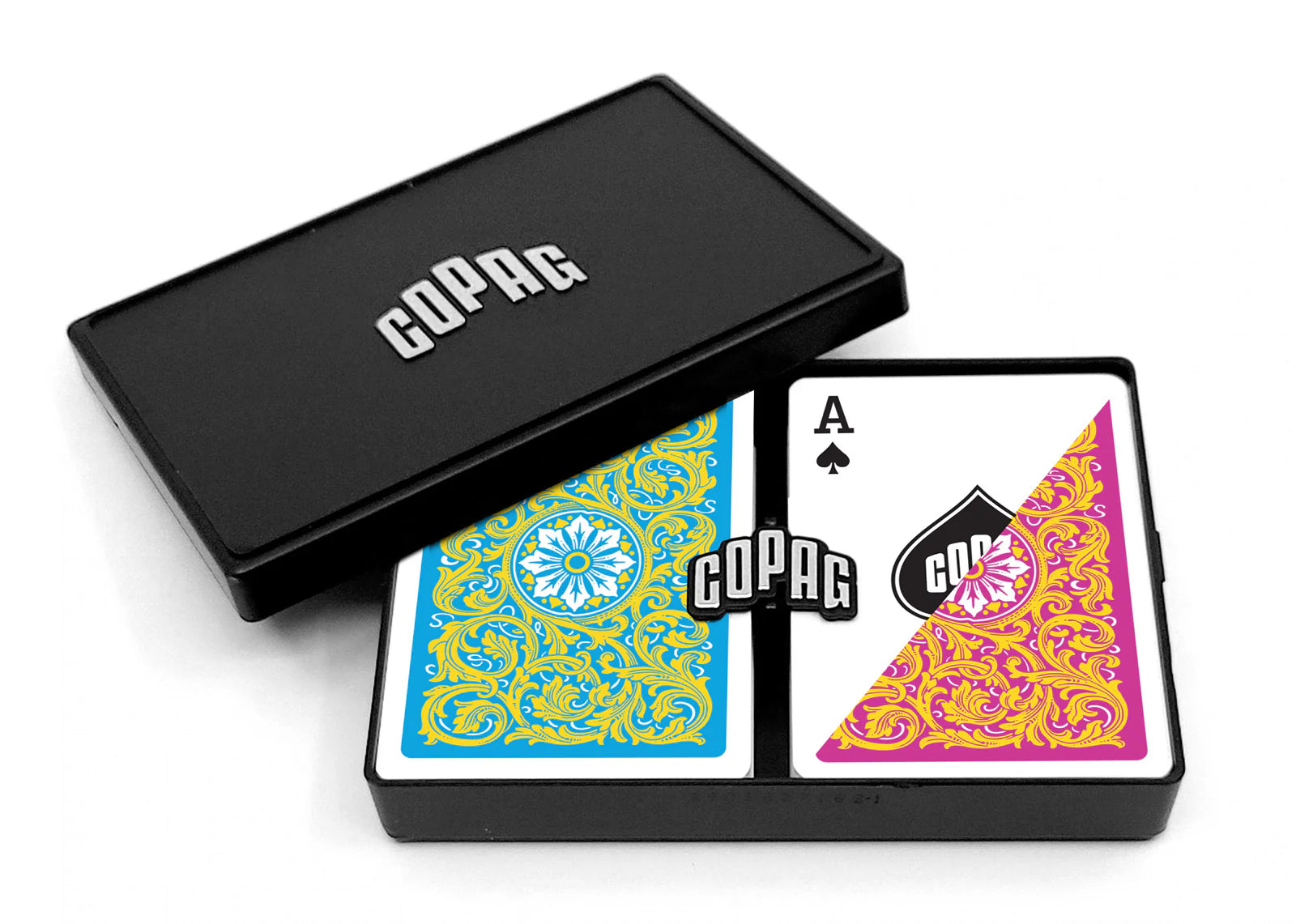 CARTES COPAG NEOTERIC PLASTIQUE – 2 JEUX CARTE COPAG NEOTERIC PLASTIQUE -2 JEUX BRIDGE 1546 RÉGULIER JAUNE, ROSE ET BLEU