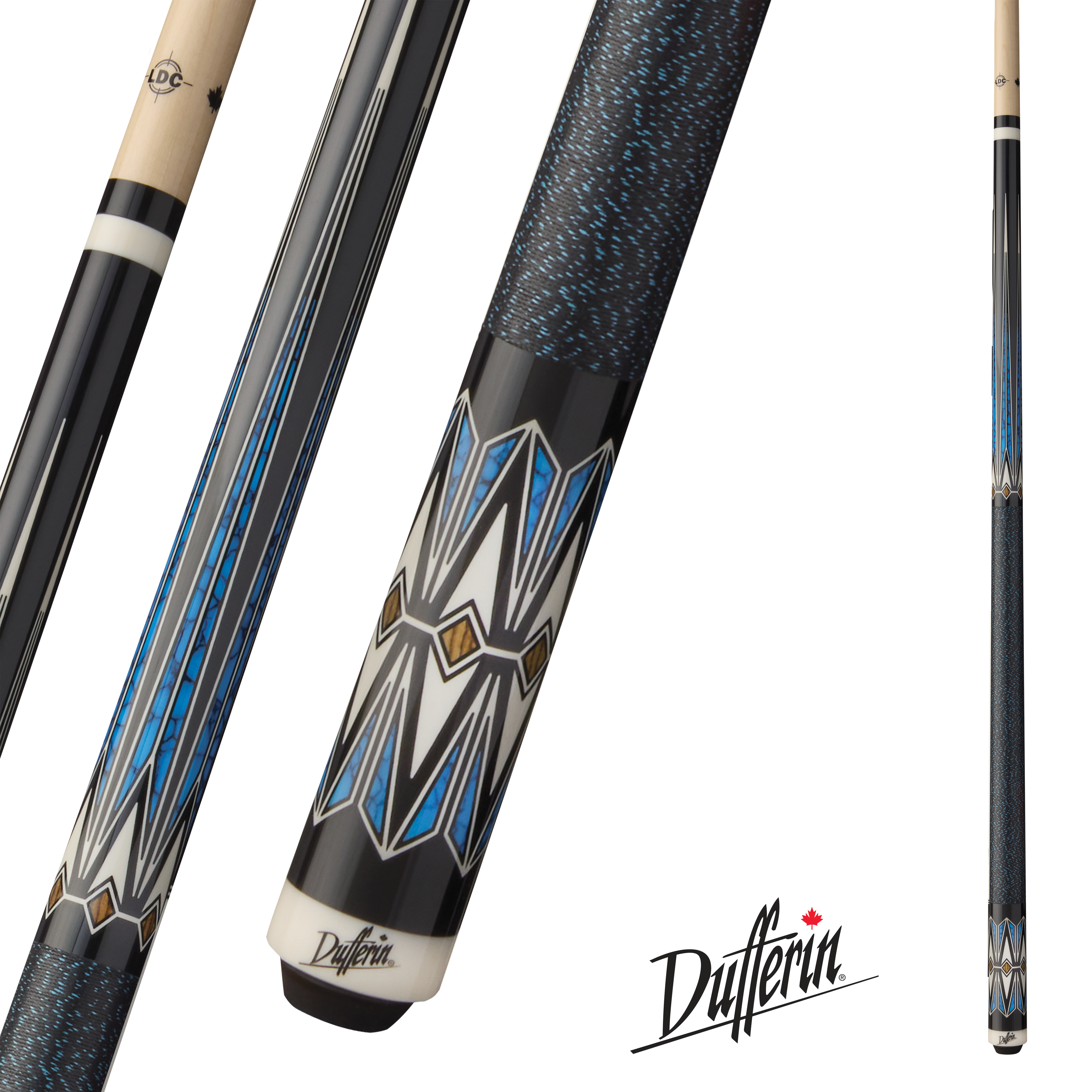 DUFFERIN POOL CUE AZURE WAVE D-508 LINEN WRAP 13MM 19OZ