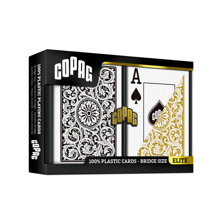 COPAG PLASTIC BRIDGE DECKCARDS 1546 JUMBO BLACK AND GOLD