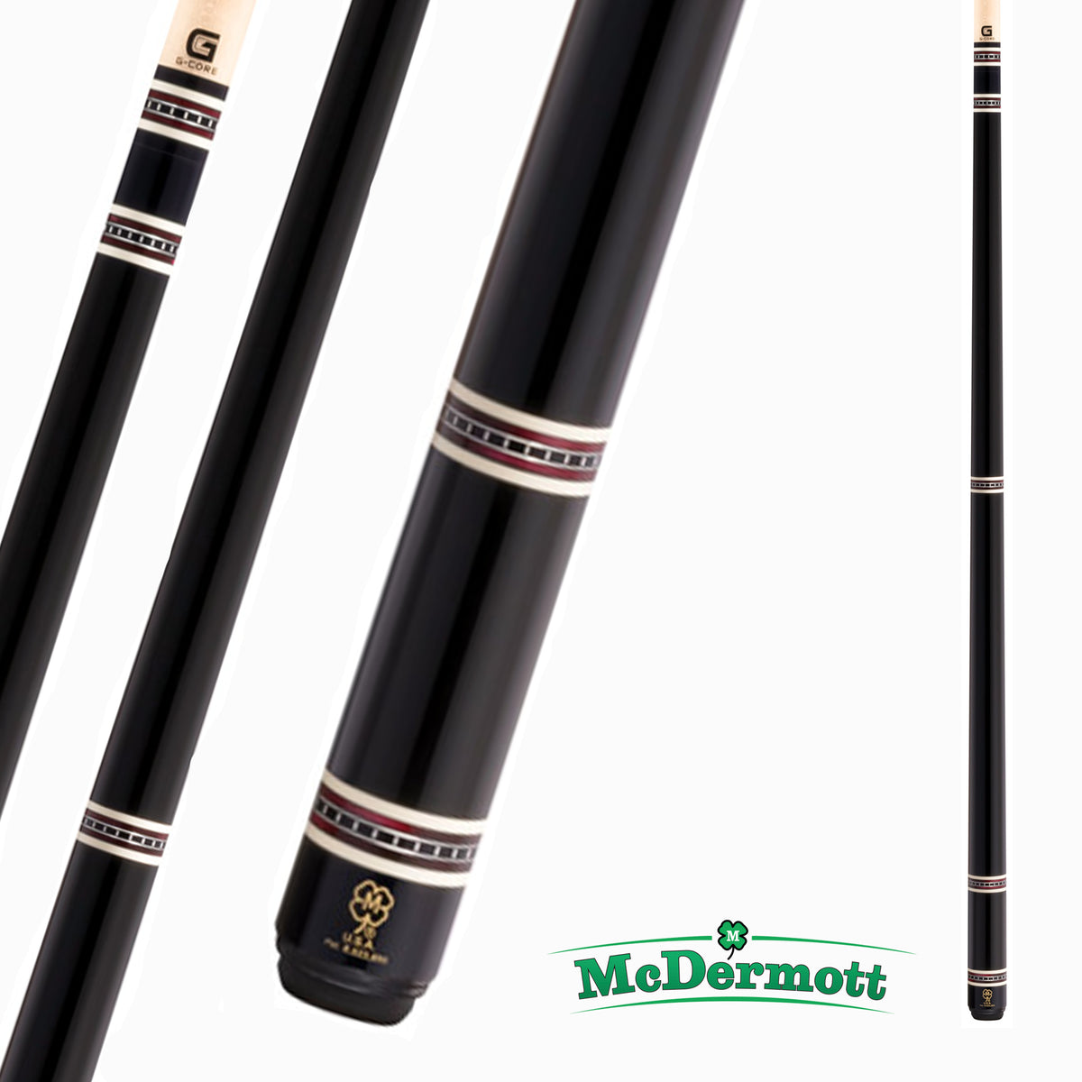 MCDERMOTT POOL CUE H-SERIES H551 BLACK AND WHITE NO WRAP 13MM 19OZ