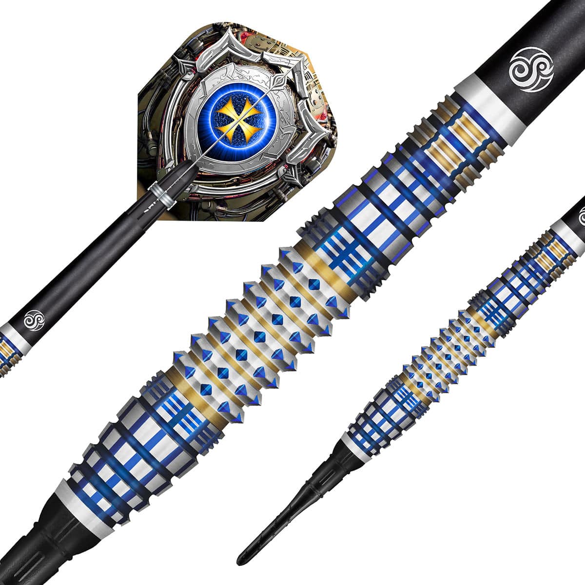 SHOT FUTURE KNIGHTS DARKSTAR SOFT TIP DART SET - 90% TUNGSTEN BARRELS