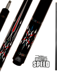 MASTER SPEED U12 CARBON 2-PIECES CUE - CARBON FIBER SHAFT BLACK/RED/BLUE 12.5MM 19OZ