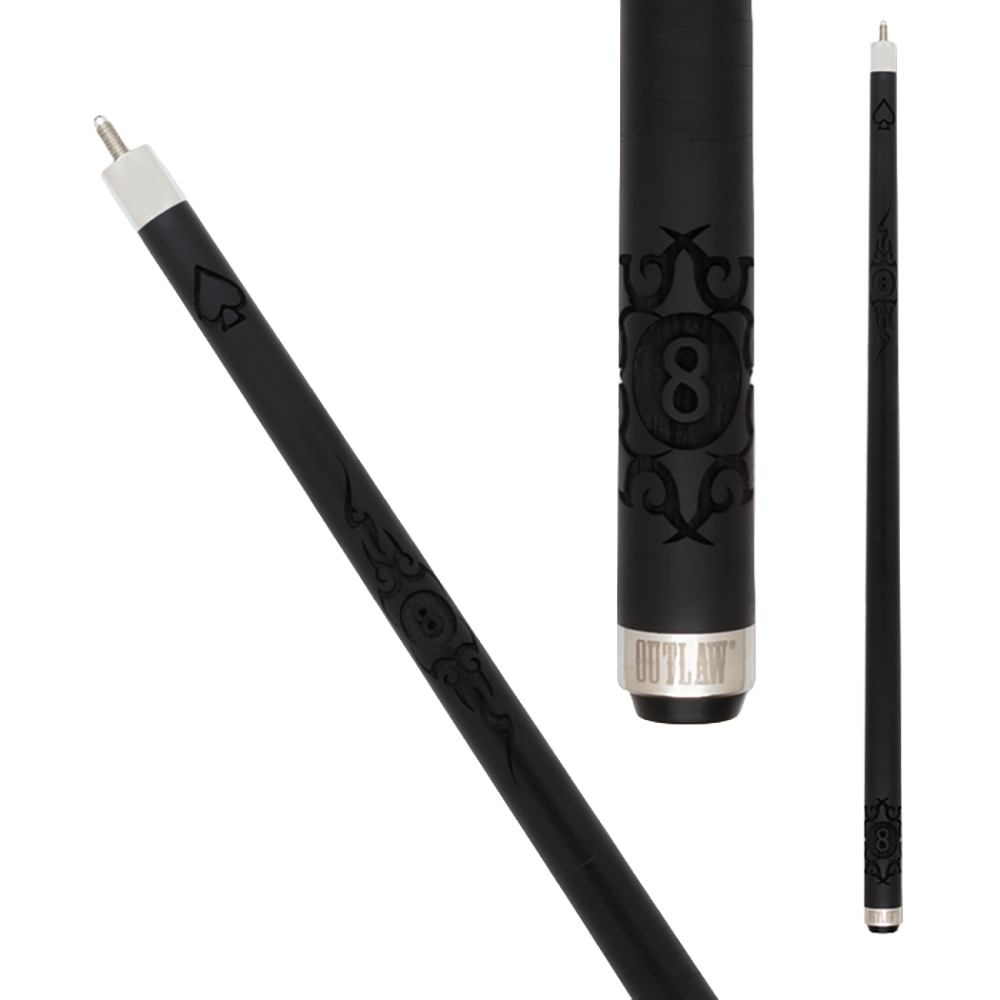 OUTLAW OL63 MIDNIGHT SERIES POOL CUE - BLACK LEATHER WRAP - 13 MM