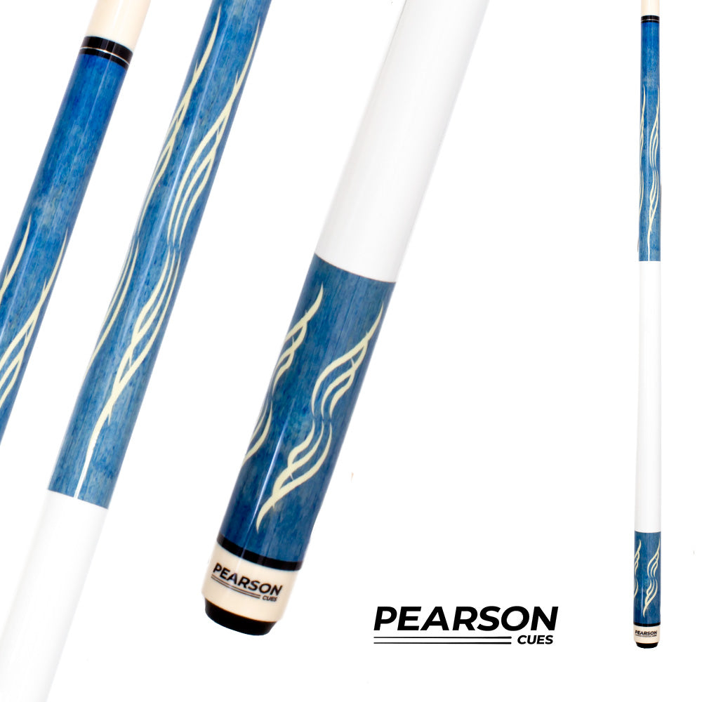 BAGUETTE DE BILLARD PEARSON PK SERIES - FLÈCHE EN CARBONE BLEUE AVEC POIGNÉE BLANCHE 11.8MM 19OZ