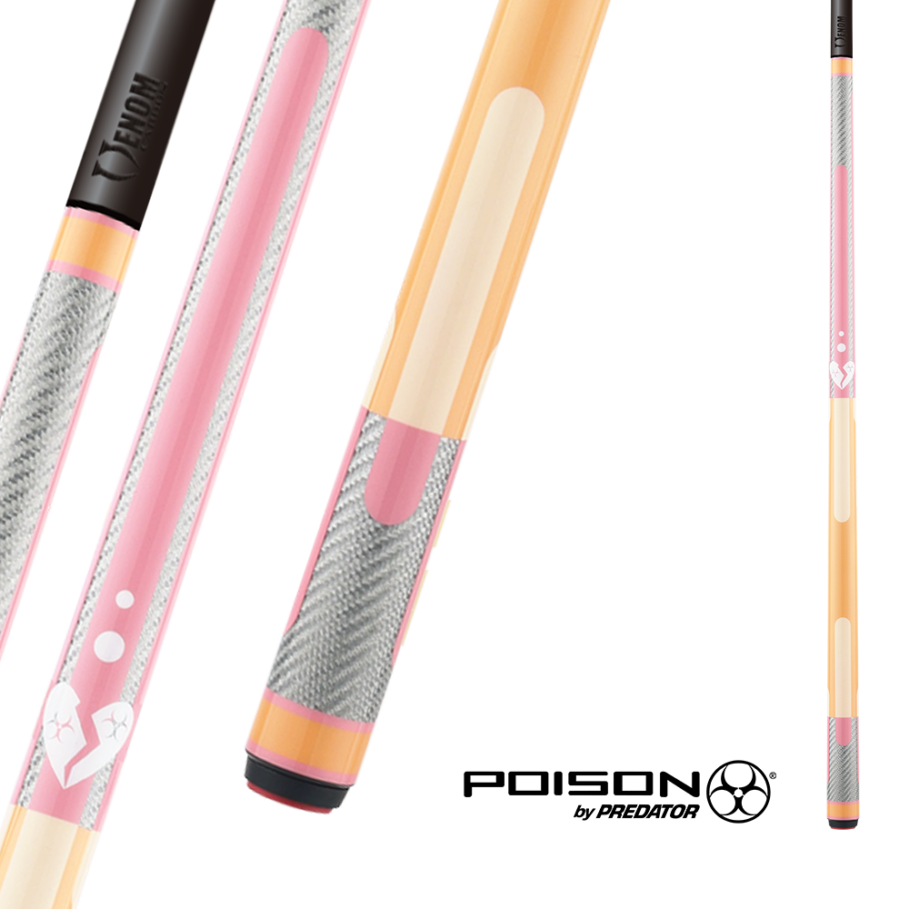 BAGUETTE DE BILLARD POISON CANDY SUGAR AVEC FLÈCHE EN FIBRE DE CARBONE - PÊCHE/ROSE - SANS WRAP 12.4MM 19OZ