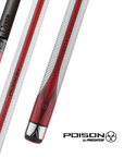 POISON MAELITH POOL CUE WITH CARBON FIBER SHAFT - GREY/RED - NO WRAP 12.4MM 19OZ