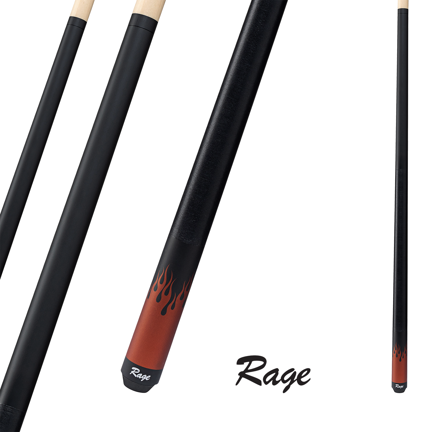 BRUNSWICK BILLIARD RAGE RG52 CUE BLACK FLAMES 13MM 19OZ