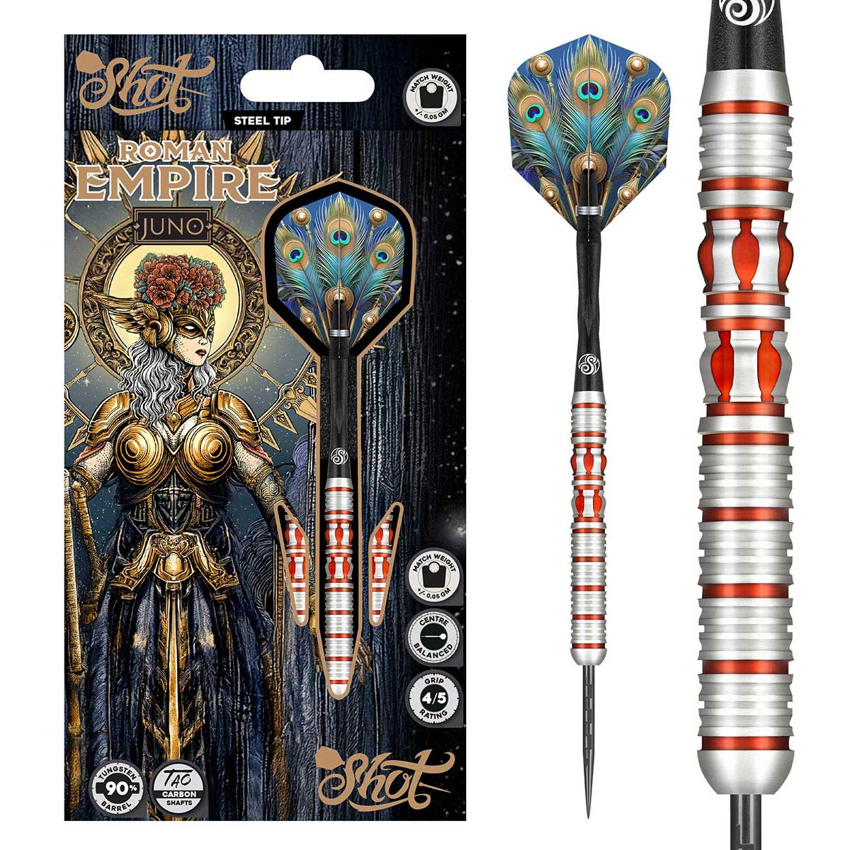 FLÉCHETTES SHOT JUNO DE ROMAN EMPIRE POINTE D'ACIER - BARREAUX EN TUNGSTÈNE À 90%