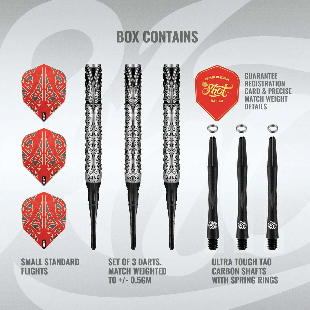 FLÉCHETTES SHOT WARRIOR TAIAHA POINTE SOUPLE - BARREAUX EN TUNGSTÈNE À 90%