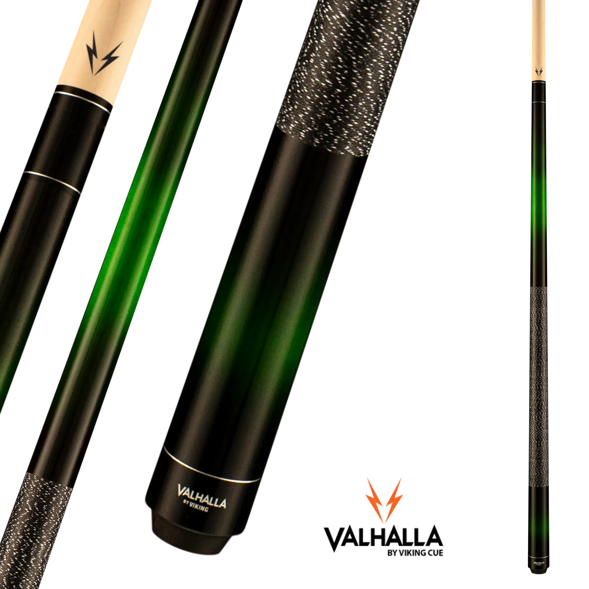 VIKING VALHALLA VA237 POOL CUE BLACK AND GREEN LINEN WRAP 13MM 19OZ