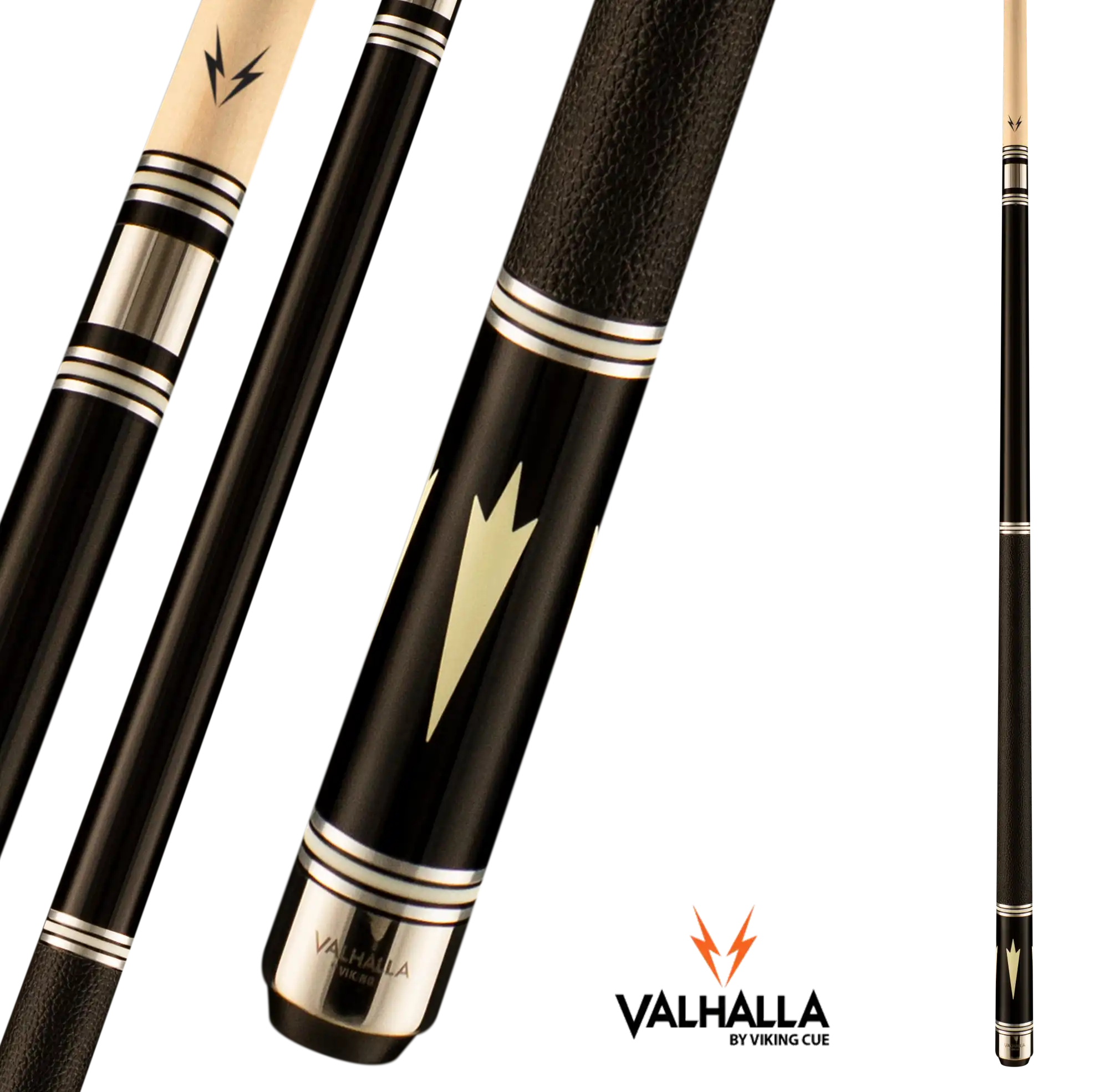 VIKING VALHALLA VA901 POOL CUE BLACK AND WHITE LEATHER WRAP 13MM 19OZ