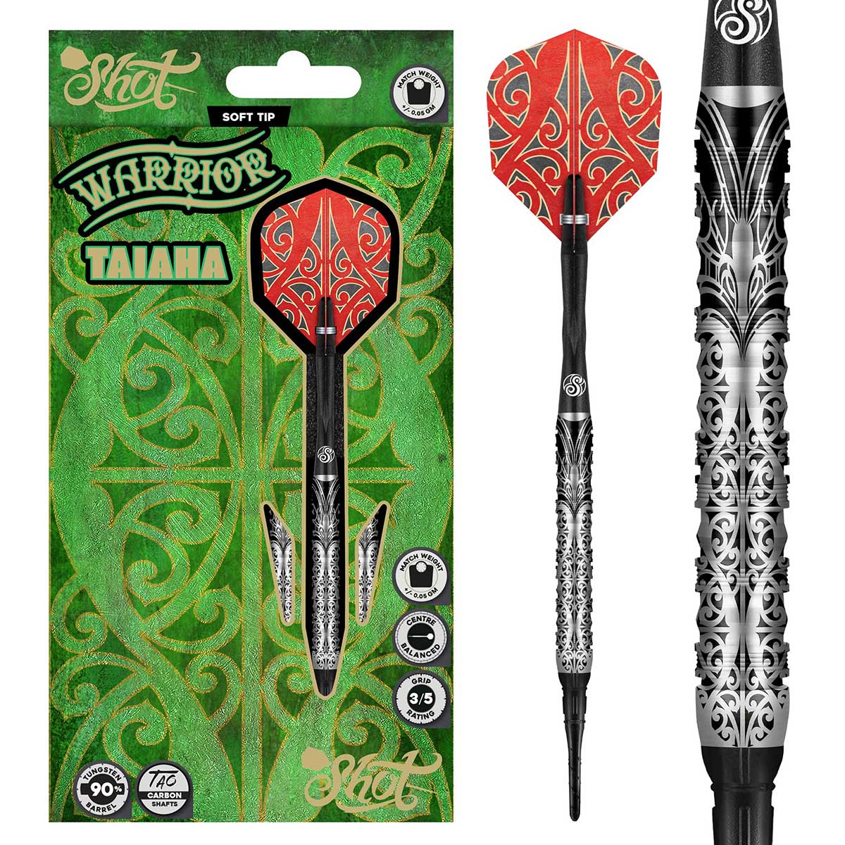 FLÉCHETTES SHOT WARRIOR TAIAHA POINTE SOUPLE - BARREAUX EN TUNGSTÈNE À 90%