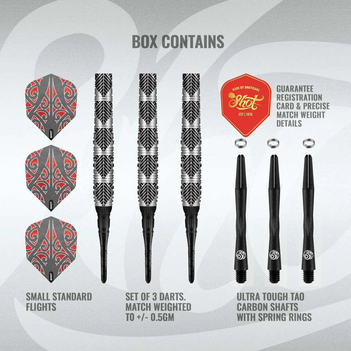 SHOT WARRIOR AWE SOFT TIP DART SET - 90% TUNGSTEN BARRELS