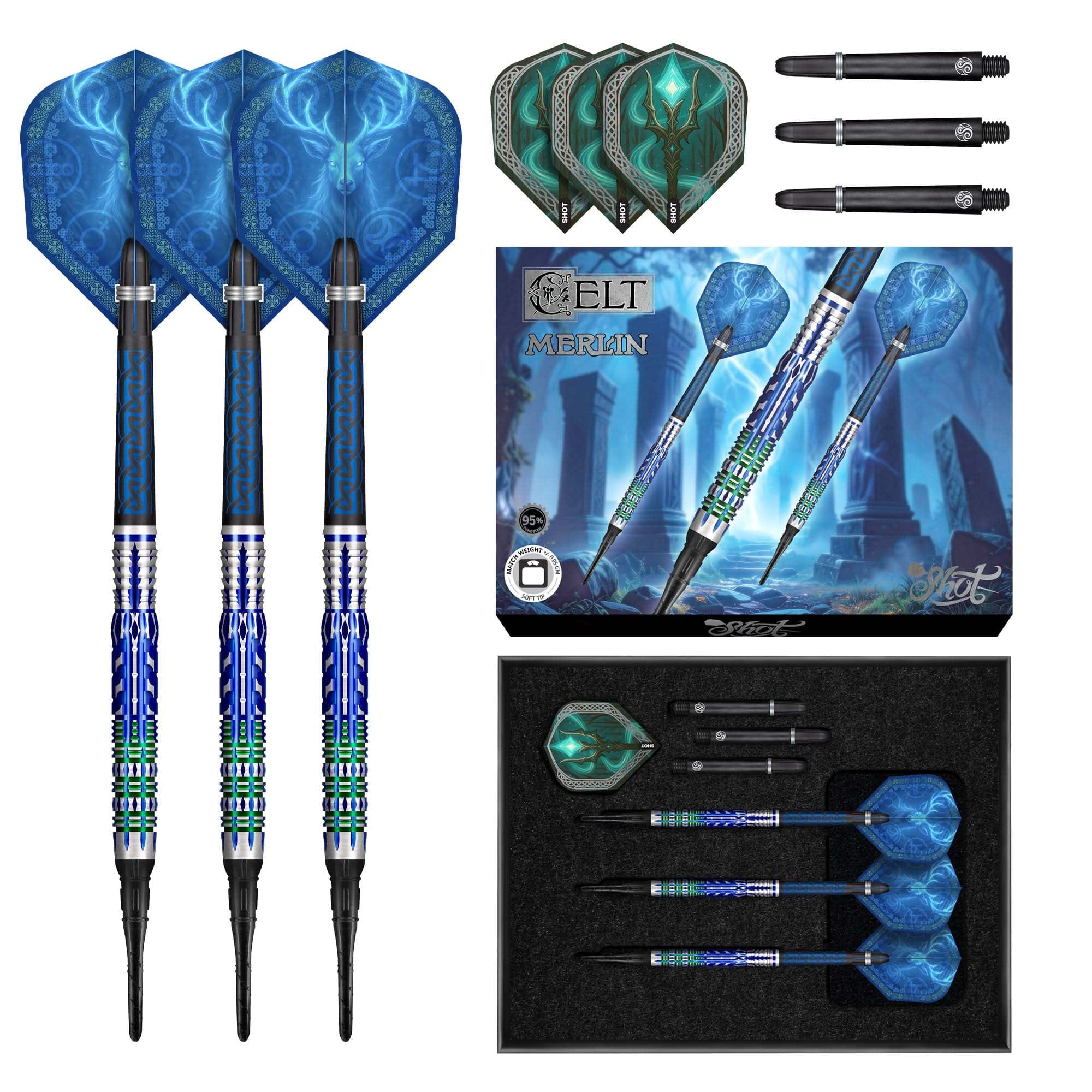 FLÉCHETTES SHOT CELT MERLIN POINTE SOUPLE - BARREAUX EN TUNGSTÈNE À 95%
