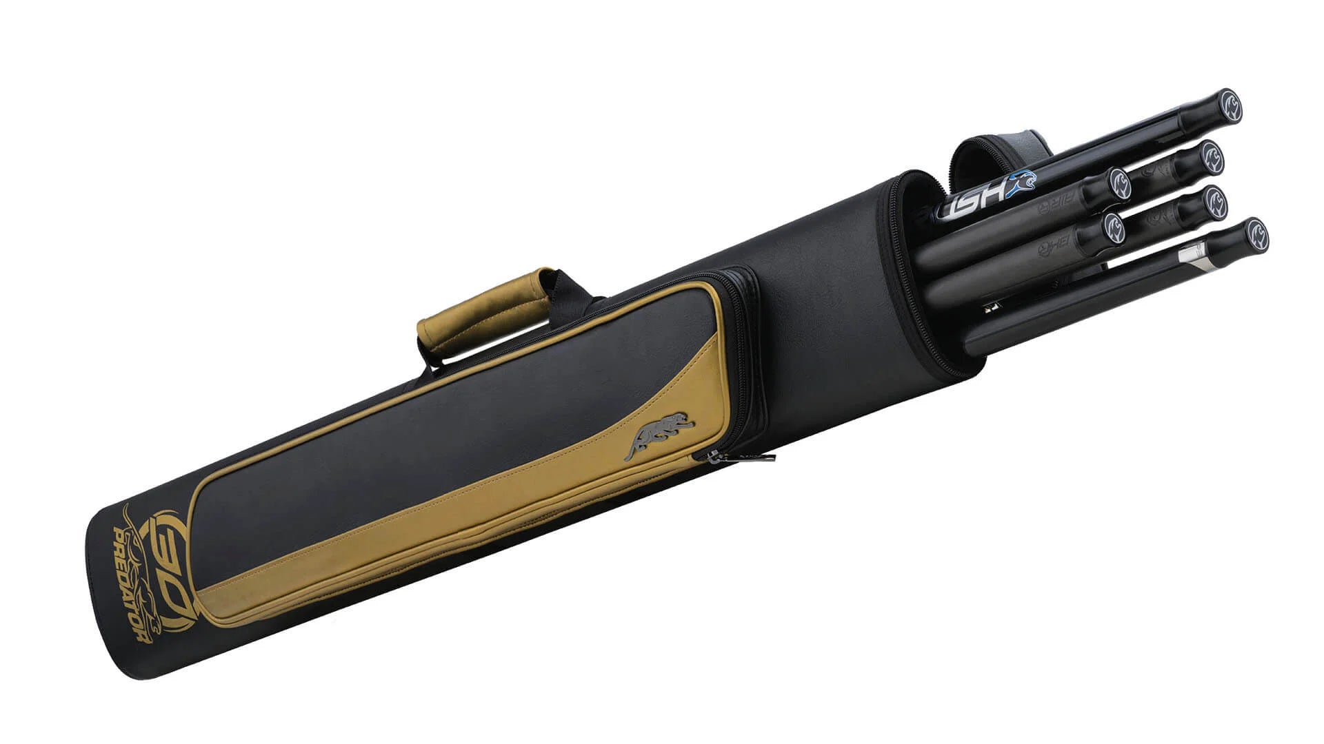 PREDATOR ROADLINE BLACK AND GOLD HARD POOL CUE CASE - 2B/4S