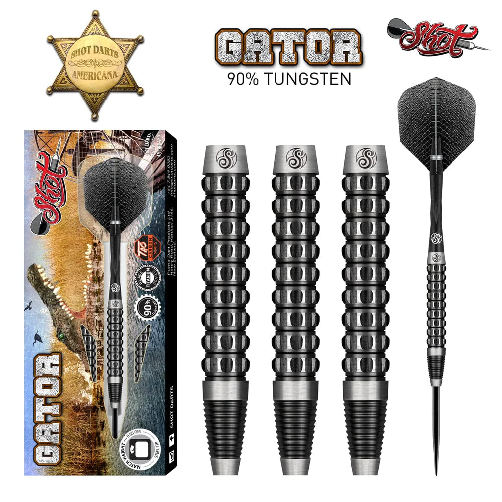 AMERICANA GATOR STEEL TIP DART SET-90% TUNGSTEN BARRELS