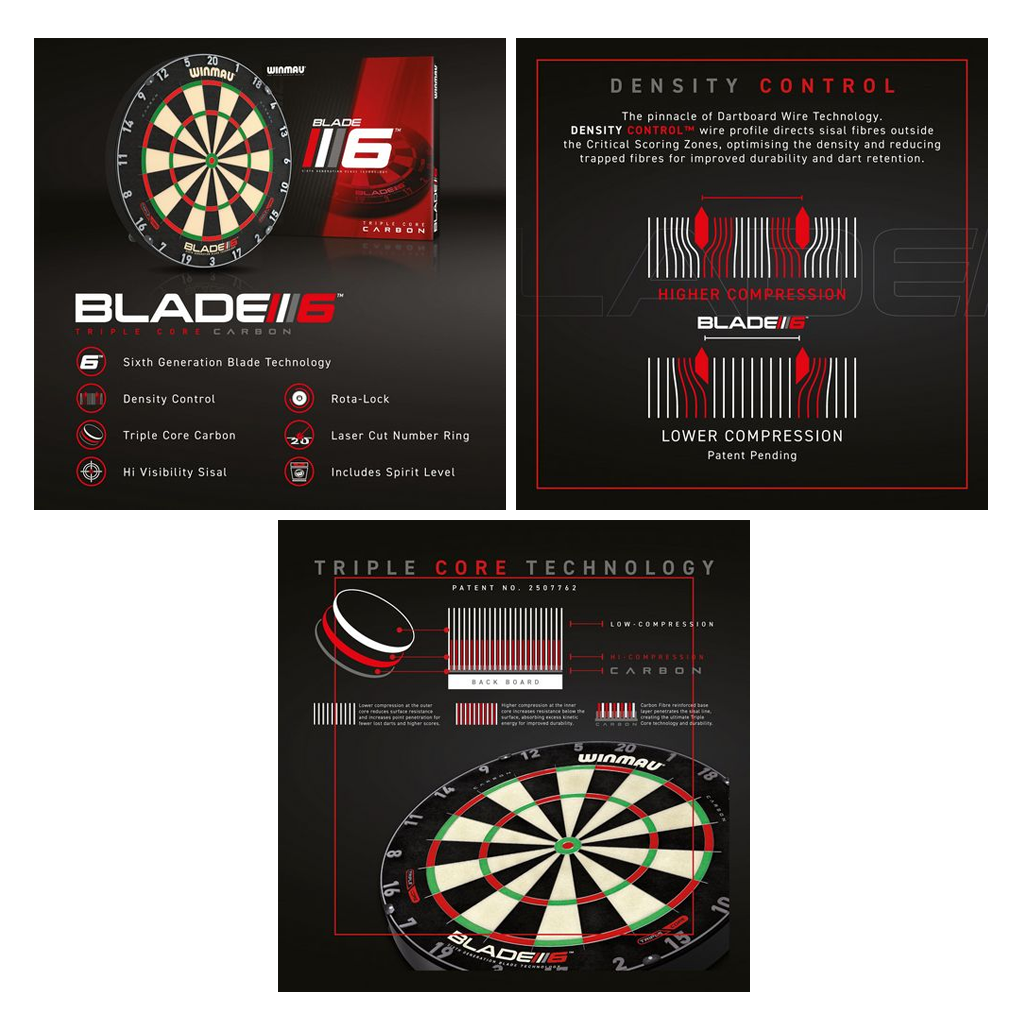 BLADE 6 TRIPLE CORE DARTBOARD WINMAU