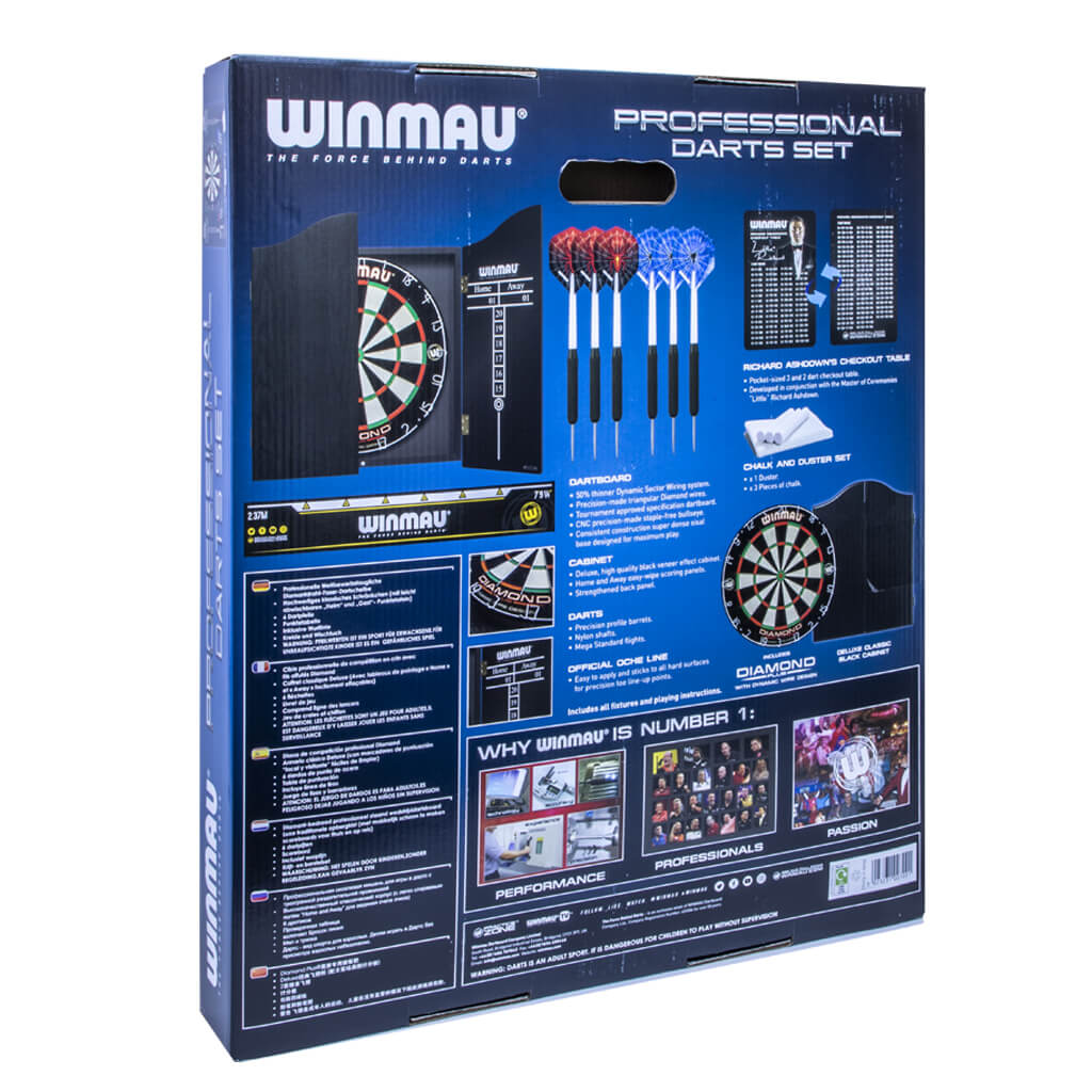 CABINET, BOARD SET WITH DARTS WINMAU PROFESSIONAL