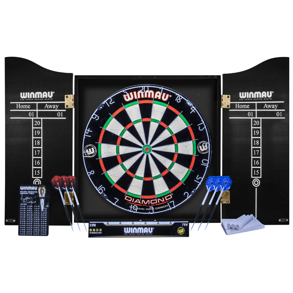 CABINET, BOARD SET WITH DARTS WINMAU PROFESSIONAL