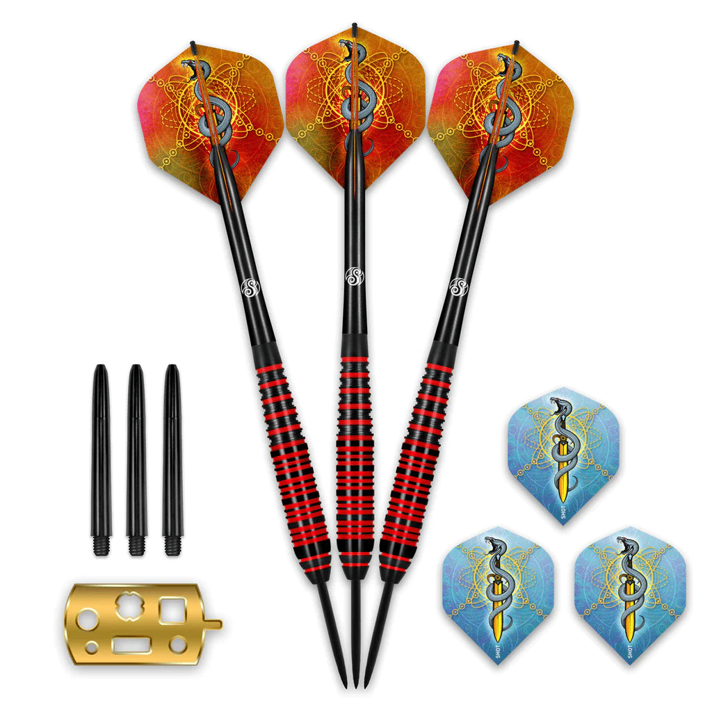 SHOT MYSTIC STEEL TIP DARTS SET-PREMIUM BRASS