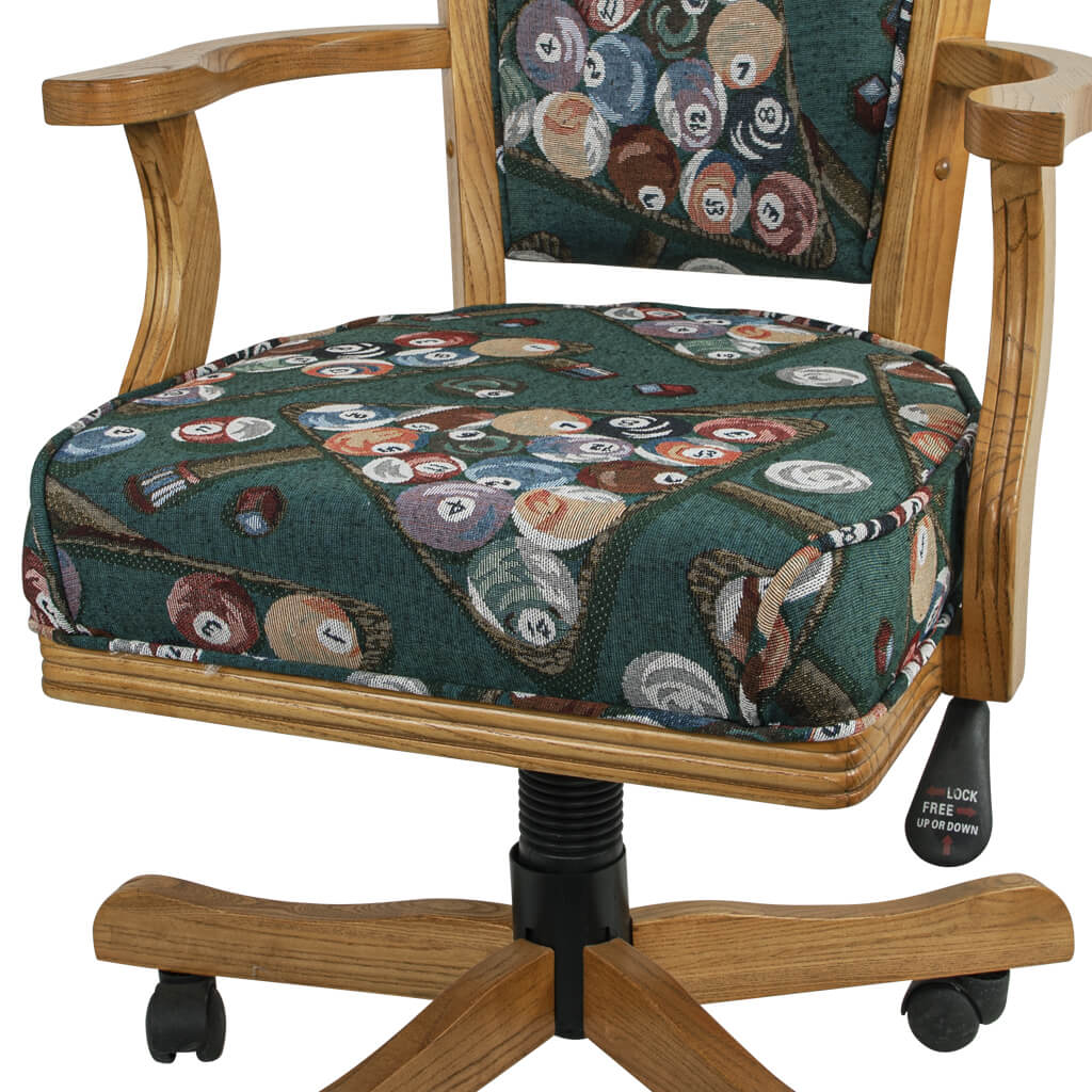 SWIVEL/ROLL ARMCHAIR OAK BILLIARD FABRIC