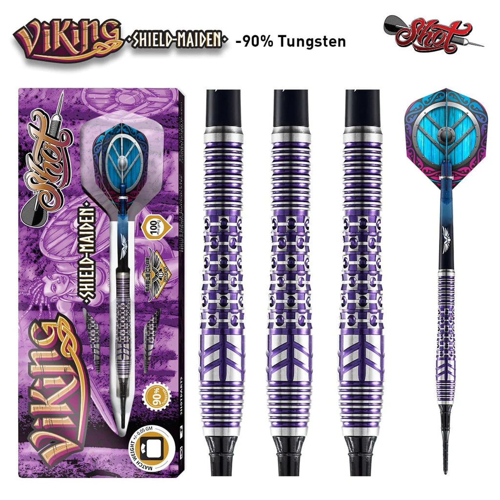 VIKING SHIELD-MAIDEN SOFT TIP DART SET-90% TUNGSTEN BARRELS