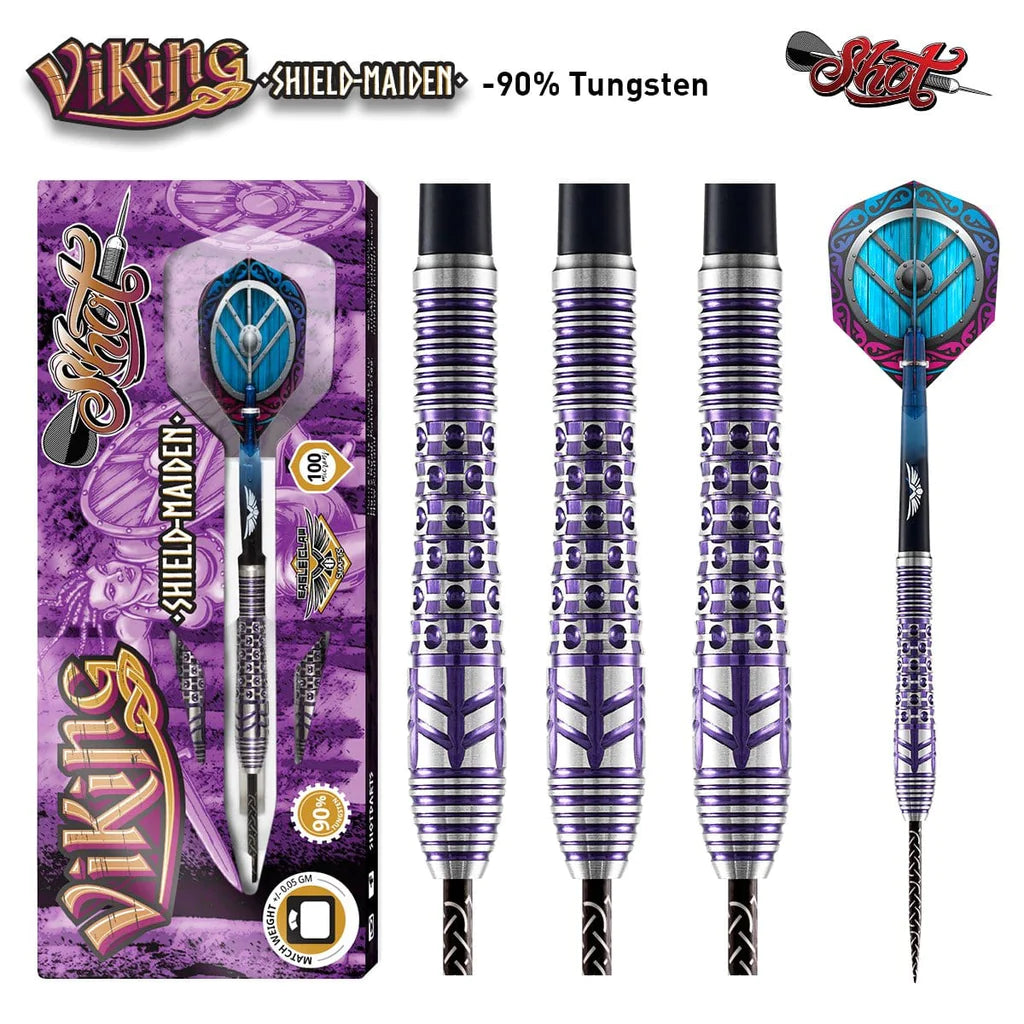 VIKING SHIELD-MAIDEN STEEL TIP DART SET-90% TUNGSTEN BARRELS