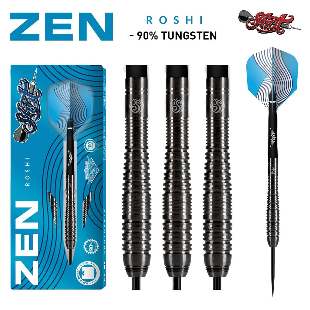 ZEN ROSHI STEEL TIP DART SET-90% TUNGSTEN BARRELS